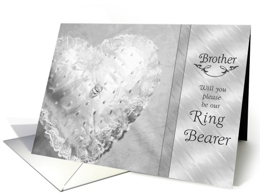 Ring Bearer Brother Request Black and White Heart Pillow card (660949)