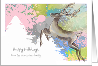 Happy Holidays Christmas Trees & Deer - Pastels card