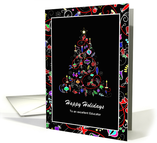 Christmas Season - Teacher Contemporary Colorful Tree card (661850)
