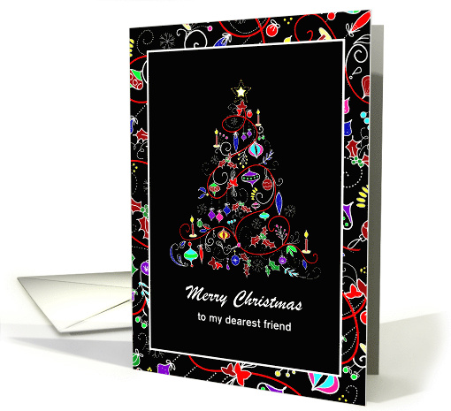 Christmas - Friend - Contemporary Tree Framed card (661856)