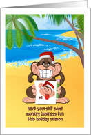 Christmas - Hair Stylist - Monkey sends Holiday Selfie card