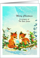 Christmas - Nail Technician - Foxes + Birds card