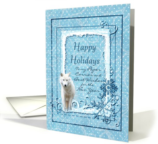 Happy Holidays Paper Carrier Wolf & Snowflakes card (663636)