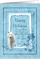 Happy Holidays Paper Carrier Wolf & Snowflakes card