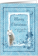 Merry Christmas, My Home to Yours, Wolf & Snowflakes card