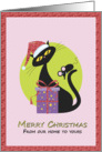 Merry Christmas Home to Home ,Santa Kitty - Mouse card