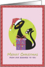 Merry Christmas Business to Customer Santa Kitty - Mouse card