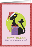 Happy Holidays From Business to Customer Santa Kitty - Mouse card