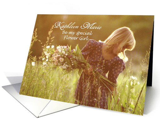 Flower Girl Request - Young Girl in Meadow of Flowers card (675369)