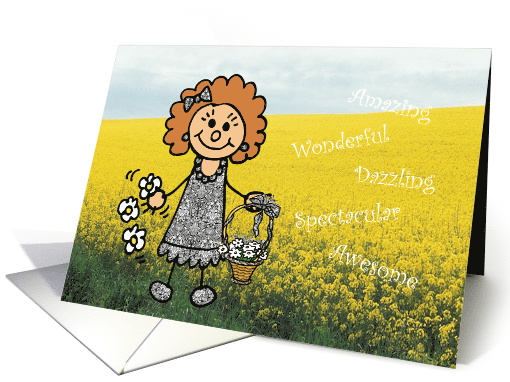 Flower Girl Request - Cute Girly Girl Illustration card (678391)