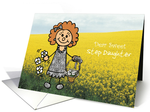 Flower Girl - Step Daughter - Cute Stick Figure Girl card (678530)