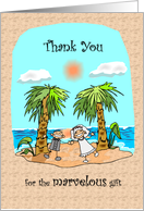 Thank You for the Wedding Gift - Bride & Groom - Island with Palms card