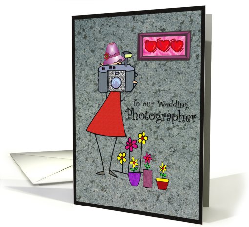 Thank You Wedding Photographer - Female Photographer in Dress card