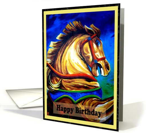 Happy Birthday Carousel Horse Digitally Painted card (680031)
