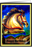 Happy Birthday Carousel Horse Digitally Painted card