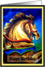 Happy Birthday Carousel Horse Digitally Painted card