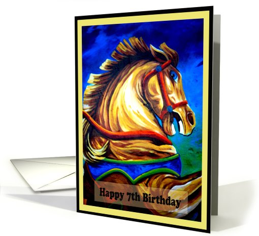 Happy Birthday 7th - Carousel Horse Digitally Painted card (680060)