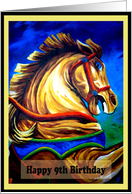 Happy Birthday 9th - Carousel Horse Digitally Painted card