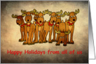 Happy Holidays from all of us - Group of cute Reindeer card