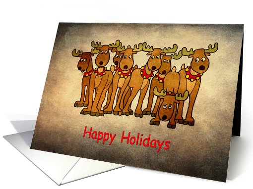Happy Holidays -  Group of cute Reindeer card (680097)