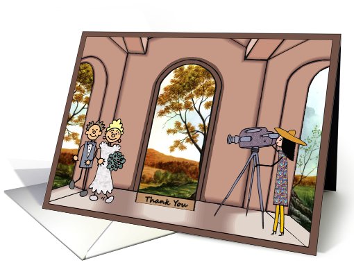 Thank You - To Female Wedding Videographer - Cute Scene card (680811)