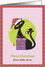 Merry Christmas From Both of us - Black Cat with Santa Hat and Mouse card