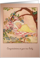 Congratulations on your New Baby - In Checkered Blanket in Tree card