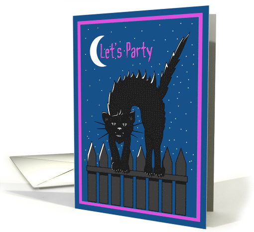 Halloween - Party Invitation - Cat arched on a fence card (688638)