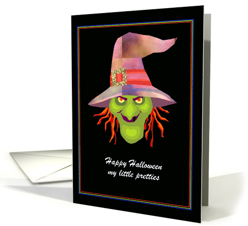 Halloween - Grandchildren - Scary Green Faced Witch card (688789)