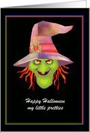 Halloween - Grandchildren - Scary Green Faced Witch card