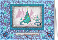 Happy Holidays From All of Us - Vintage Style - Christmas Tree Scene card