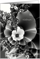 WildFlowers - Fractal Style Note Card in Black and White card