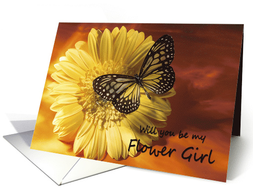 Flower Girl Invitation - Elegant Butterfly on a Yellow... (691902)