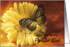 Flower Girl Invitation - Elegant Butterfly on a Yellow Gerber Daisy card