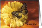 Flower Girl Cousin Invitation - Elegant Butterfly on a Yellow Gerber Daisy card