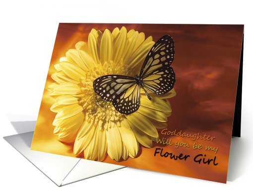 Flower Girl Goddaughter Invitation - Elegant Butterfly on... (691906)