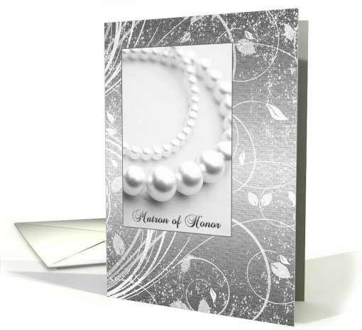 Matron of Honor - Best Friend - Pearl Necklace - Silver card (696927)