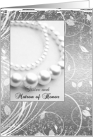 Matron of Honor - Sister - Pearl Necklace - Silver card