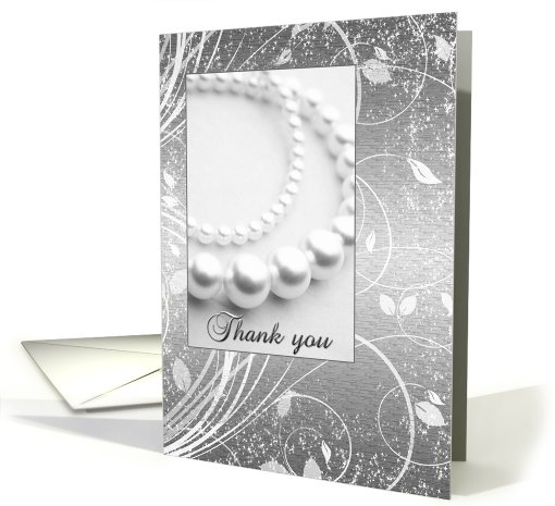 Thank You - Bridesmaid - Pearl Necklace - Silver card (696955)