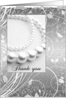 Thank You - Bridesmaid - Pearl Necklace - Silver card