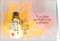 Christmas - Sister + Brother-in-law- Pastel Snowman card