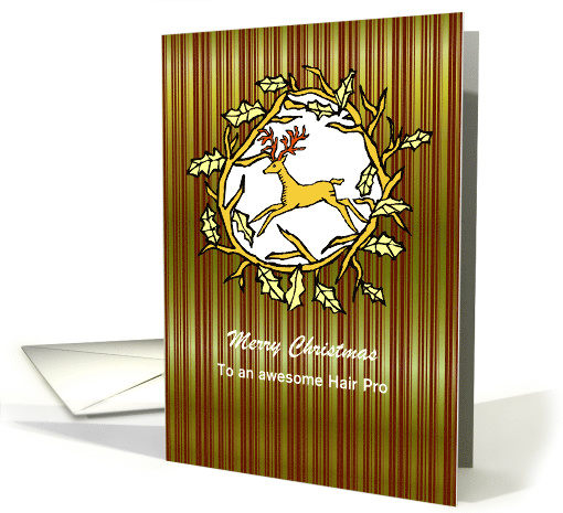 Christmas - Hair Dresser - Hair Stylist - Deer Wreath Unisex card