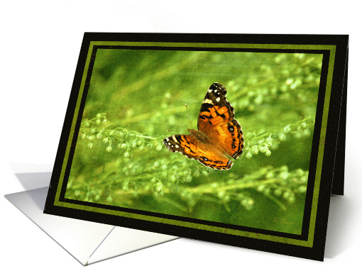 Note Card - Butterfly on Linen look card (700179)