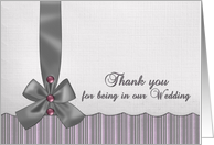Thank you Wedding Attendant - Stripes and Solids - Linen look card