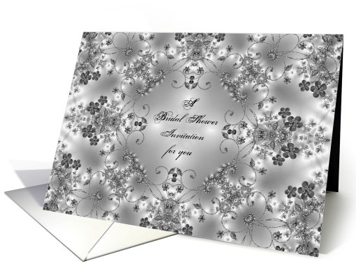 Bridal Shower Invitation- Silver Black White Floral Design card