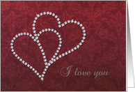 Note Card - I Love You - Diamond Hearts Design card