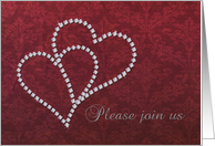 Wedding Rehearsal Invitation - Diamond Hearts Design card