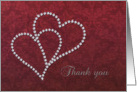 Thank You - Bridal Shower Gift - Diamond Hearts Design card