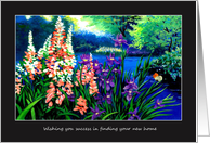 Good Luck House Hunting - Floral Pond card