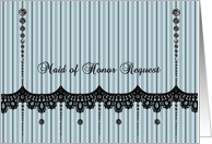 Maid of Honor - Stripes - Lace - Black Rhinestone Look card
